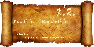 Kopácsi Radomér névjegykártya